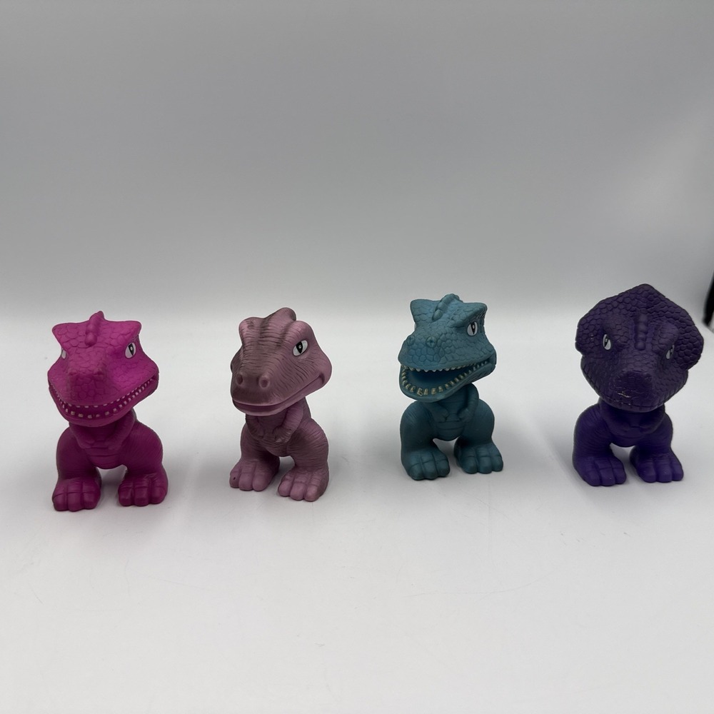 Gi-Go Dinosaurs Re-Evolution Triceratops T-rex Blue Purple Vynl Lot of 4 Used